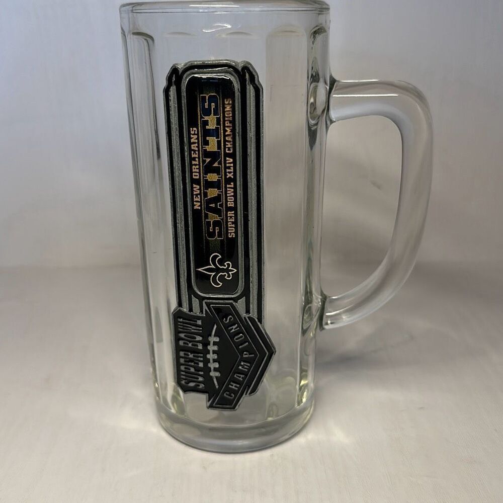 NFL Super Bowl Champion 2010 New Orlean Saints Clear Beer 7.5”  Mug‎